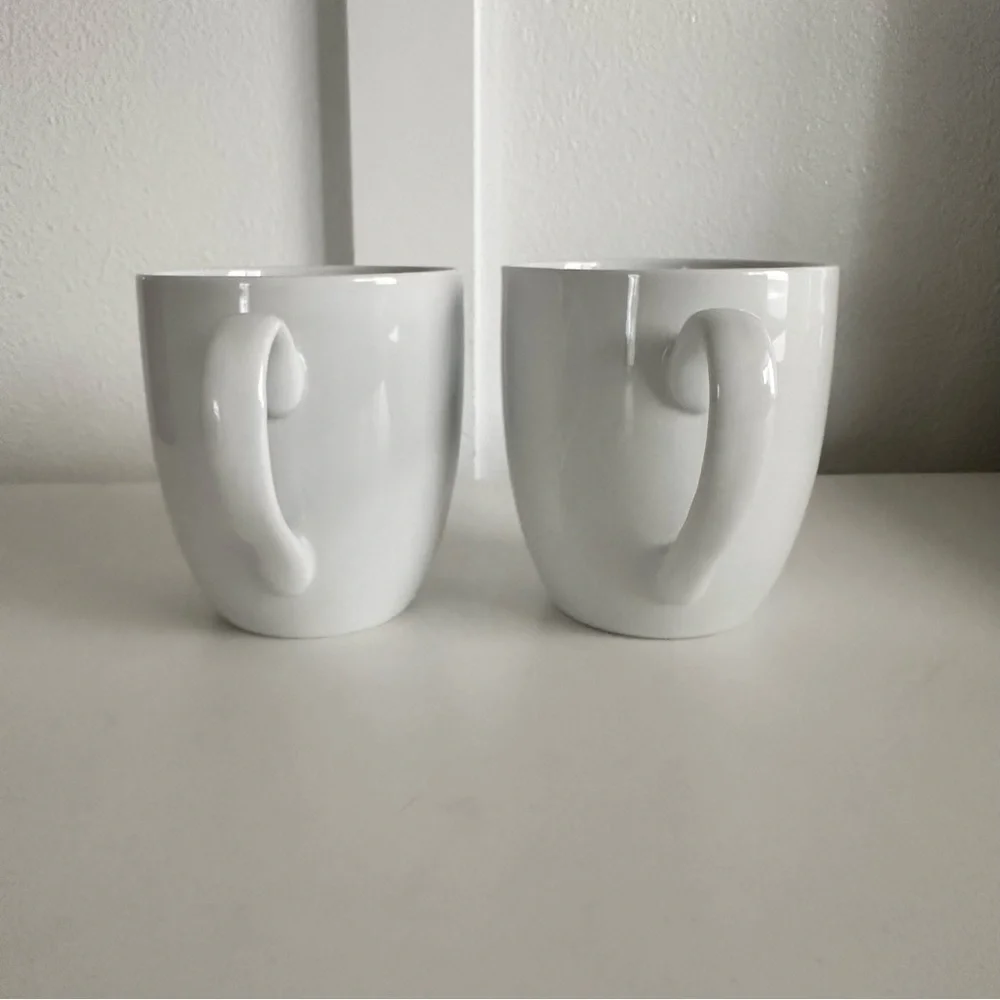 CRATE & BARREL Indonesia White 16oz Large Aspen Coffee Mugs Cups Replacements